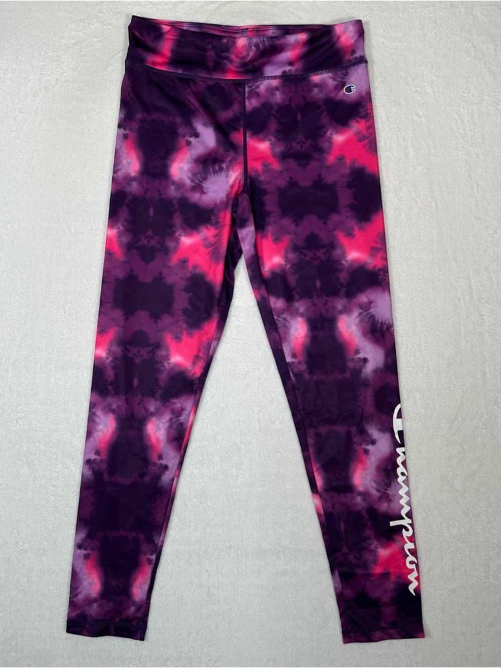 Champion XL Leggings Purple Pink Tie Dye Athletic Yoga Pants Performance Stretch